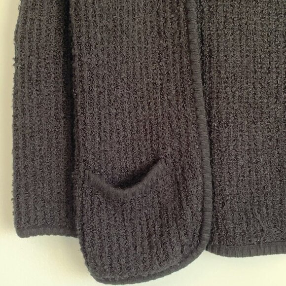Vintage Millay Black Chunky Open Cardigan Size 40 Large Boyfriend Cozy - Picture 3 of 9
